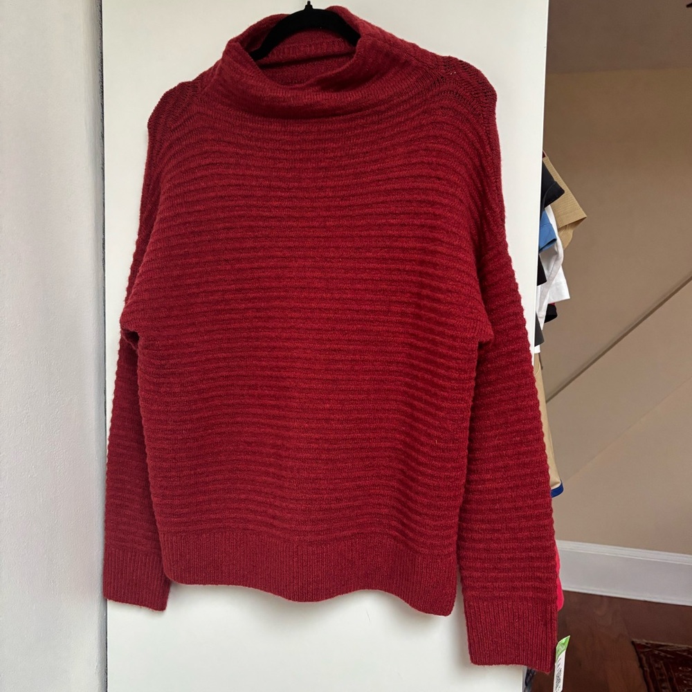 Madewell Red Belmont Cowl Neck Sweater with Chunky Knit - Picture 2 of 6